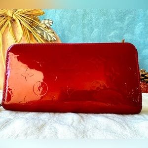 Louis Vuitton Red Monogram Vernis Long Leather Wallet